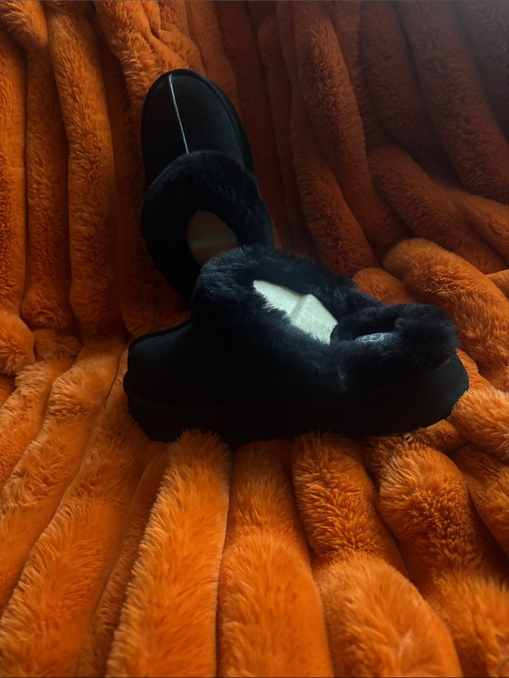 UGG Black Shearling Slip-On Mule